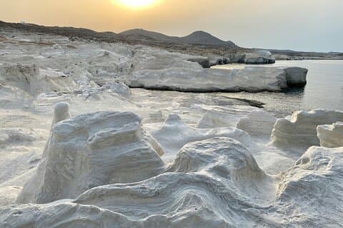 Guided Sunrise Private Tour of Sarakiniko with Luxury Van