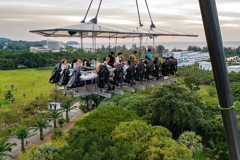 Cena Phuket en el cielo Cena de lujo única sobre la ciudad