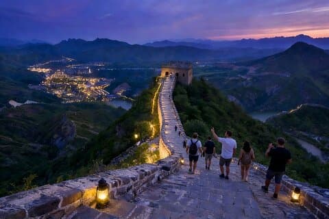 Tour nocturno privado a Gubei Water Town y Simatai Great Wall con teleférico