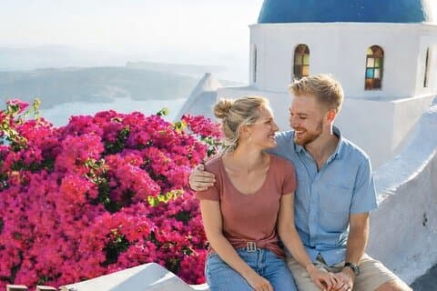 Privat fotografering på Santorinis blå kupol