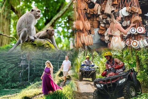 Full dag ATV tur, Monkey Forest, Tegalalang ris terrasse