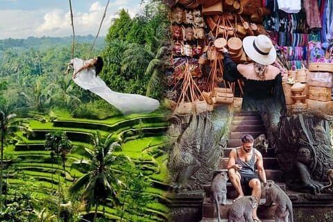 Excursão de dia inteiro em Ubud com visita à cachoeira, floresta dos macacos e terraços de arroz