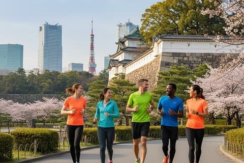 Tokio Lauftour Kaiserpalast Meiji Schrein oder Toyosu