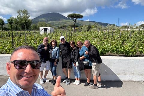 ソレントからのPompeii-Herculaneum-Wineツアー、ライセンスガイド付き