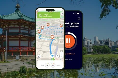 Visita guiada a pé por Tóquio com áudio-guia: 2 horas e 15 minutos e 19 comentários em áudio.