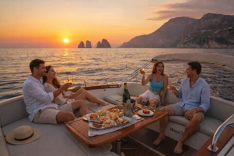Amalfi Coast Sunset Cruise op de elegante boot
