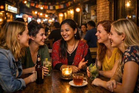 Kvinnors kväll i Thamel säker social utekväll