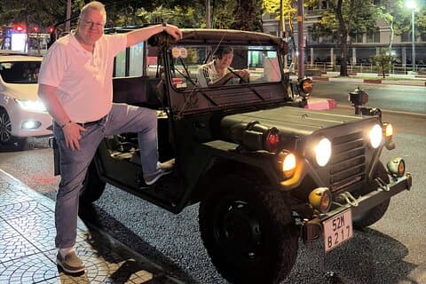 Saigon Night Food Adventure: US Army Jeep & Local Motorbike