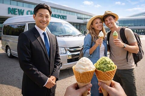 New Chitose Airport ⇆ Sapporo City Private Van Ice cream special