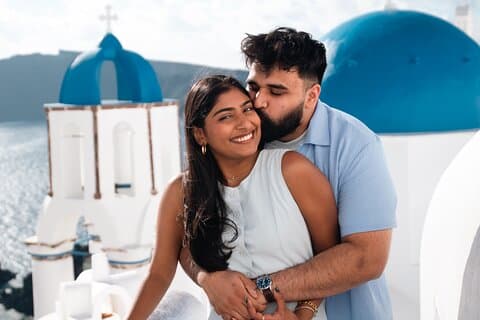 Private Couple Photoshoot at Santorini Famous Blue Domes