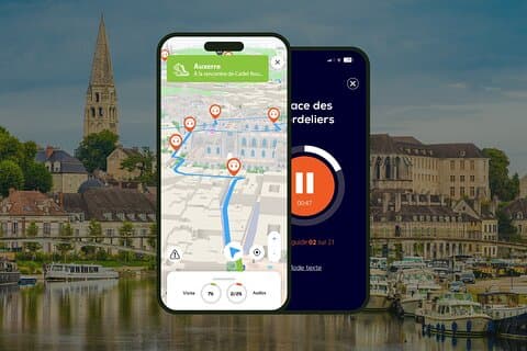 Auxerre: Visita guiada a pé com áudio (1 hora e 15 minutos) com 21 comentários em áudio.