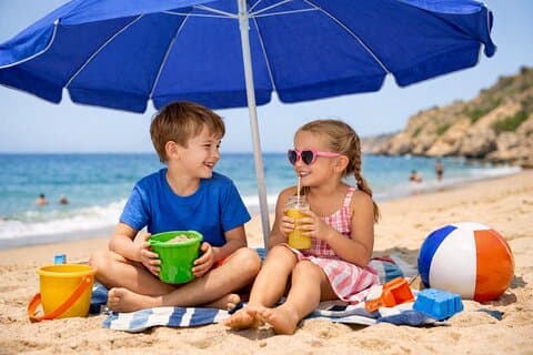 Beach Day Made Easy : 2 cyklar, 2 stolar & paraply - Leverans