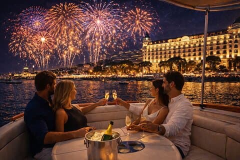 VIP-kveldsfyrverkeri i Cannes privat båt for 6 personer