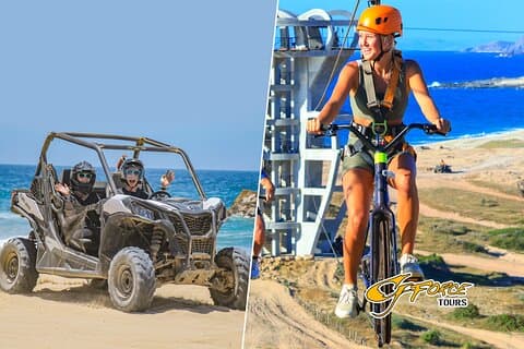 カボアドベンチャーコンボ:ビーチUTV&スカイバイクライド