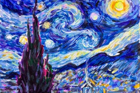 ゴッホスタイルのガイド付き絵画ワークショップ