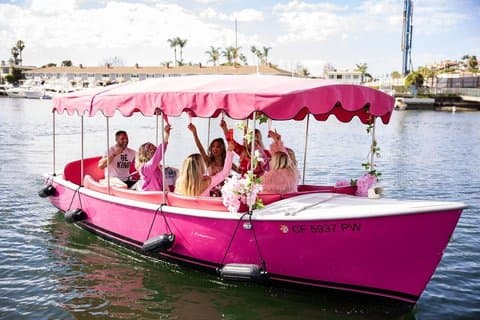 Pink Electric Boat Rental in Newport Beach