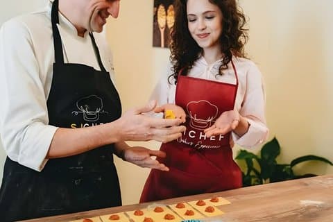Kosher Italiensk matlagingsklasse fersk pasta og Tiramisù kjøtt Menu