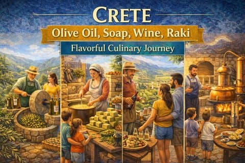 Kreta : Olijfolie, Zeep, Wijn, Raki - Smaakvolle Culinaire Reis
