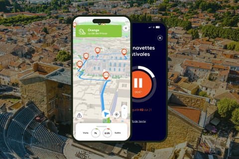 Oransje: Audioguidet byvandring, 1 time og 10 minutter og 19 lydkommentarer