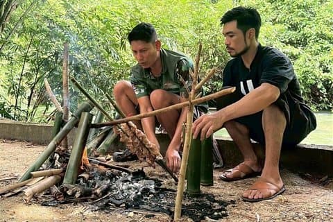 Bambus madlavning Rafting med Khuk Khak Temple Tour fra Khao Lak