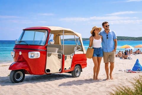 Olbia : Private Tuk-Tuk Tour + Pittulongu Beach + Pickup