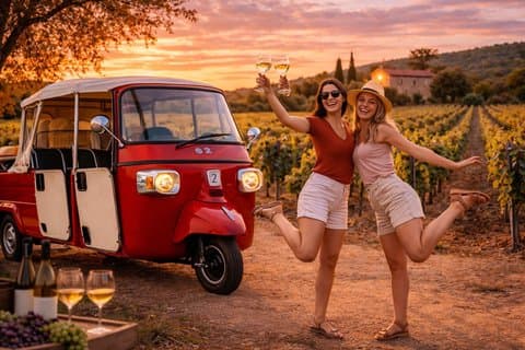 Olbia: Private Tuk-Tuk Tour + Winery Tasting + Pickup