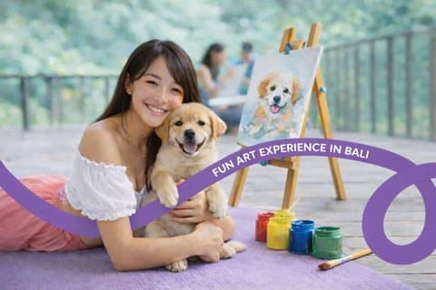 Bali verf met puppy's, UBUD