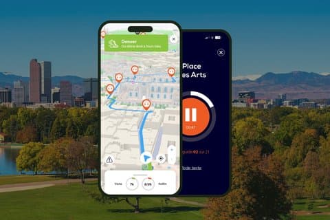 Twee uur durende audiogidswandeling door Denver met 20 audiocommentaren.