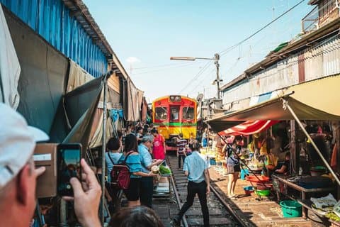 Private Maeklong Railway Market, Floating Market & Dragon Temple