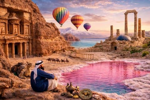 3 - Excursion d'une journée : Amman City Tour, Petra, Wadi Rum, Pink Lake & Dead Sea