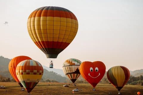 Sunset Hot Air Balloon at Singha Park Chiang Rai with Golf Cart
