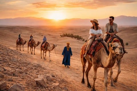 Agafay Desert Dinner with Camel Ride from Marrakech Sunset Tour