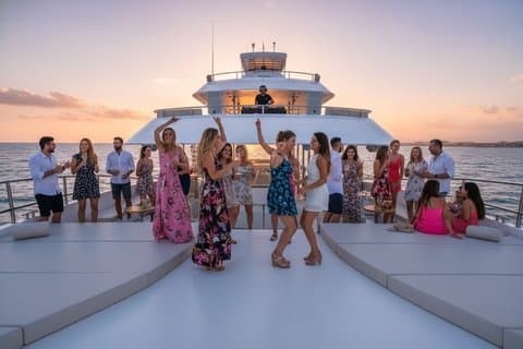 Luxury 100ft Catamaran Sunset Dinner and Entertainment Cruise