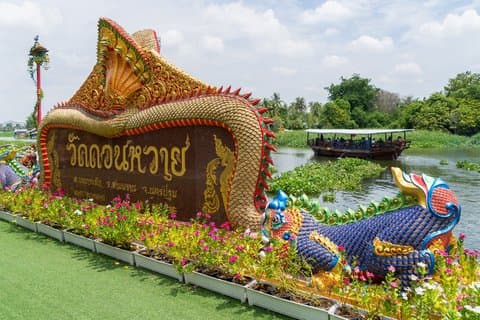 Donwai Floating Market Dragon Temple et visite après la pluie