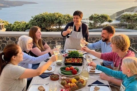 Santorini : Caldera vila experiência de culinária com vinho local