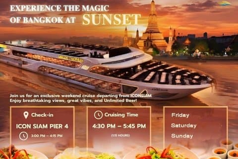Bangkok Sawasdee Sunset Dinner Cruise fra ICONSIAM + Beer FreeFlow