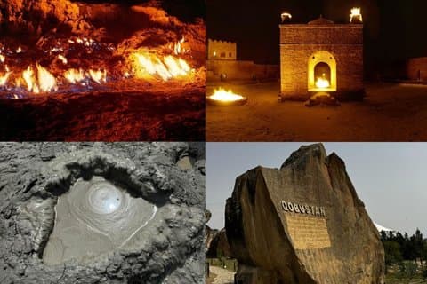 From Baku : Mud Volcanoes , Fire Temple , Burning Mountain
