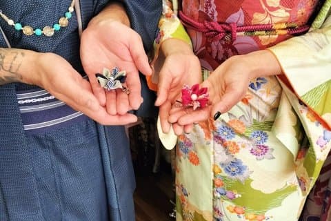 Expérience réelle du kimono et atelier Tsumami Kanzashi