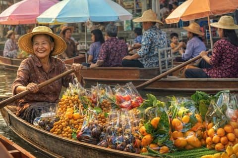 Bangkok Maeklong og flytende marked Gastronomi