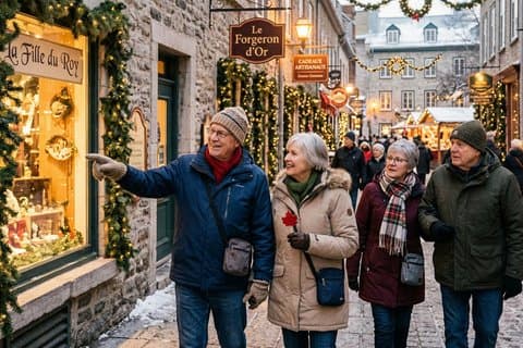 Private Weihnachtswanderung in der Altstadt von Quebec Kulturerbe