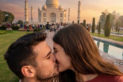 Am selben Tag: Taj Mahal mit dem Bhopal Shatabdi-Zug im First-Class-Wagen