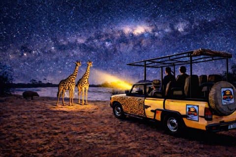 Safári noturno em 4x4 no mato com observação guiada das estrelas