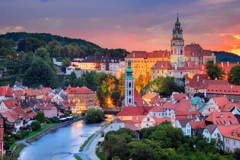 Intérieurs du château de Cesky Krumlov, théâtre baroque et visite de la ville