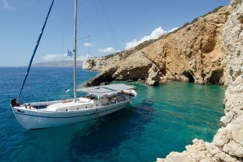 Agios Georgios Träbåt, Blå lagunen ,Antiparos, Havsgrottor