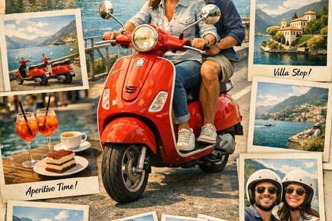 Comer See Vespa Tour mit Villa Carlotta Eintritt und Polaroid