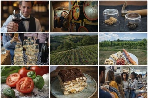 Tour privado con degustación de comida, vino, trufas y tiendas outlet en Piamonte.