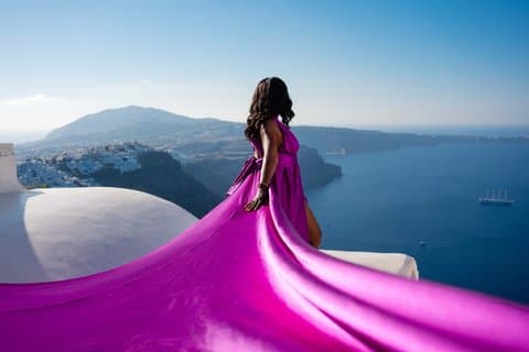 Flygande klänning Fotograferingstur i Santorini med Pick up