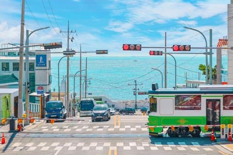 Beach Train, Gamcheon Village and Oryukdo Skywalk from Busan