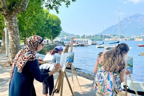 Plein Air-maleri ved Comosjøen, Varenna