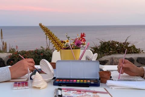 Santorini Aquarell Malerei Erfahrung am Meer